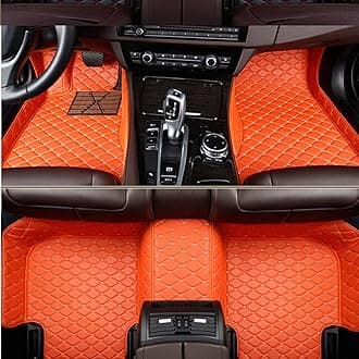 Custom Car Floor Mats Compatible with Mercedes-Benz A B C E G CL CLA CLK CLS ML EQA EQB EQC EQE EQS EQV GLA GLB GLC GLK GLS SLK SL SLC S R AMG GT Waterproof Car Mat (c-Orange)