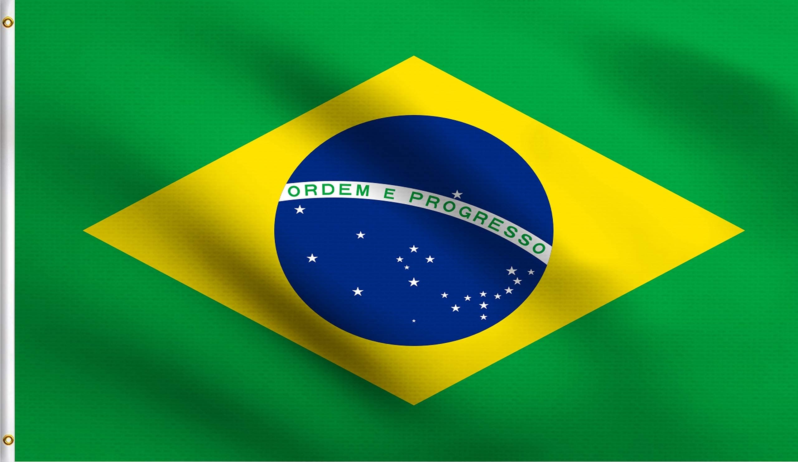 DMSE Brazil Brazilian Bandeira do Brasil Verde e amarela Ordem e Progresso Flag 3X5 Ft Foot 100% Polyester 100D Flag UV Resistant