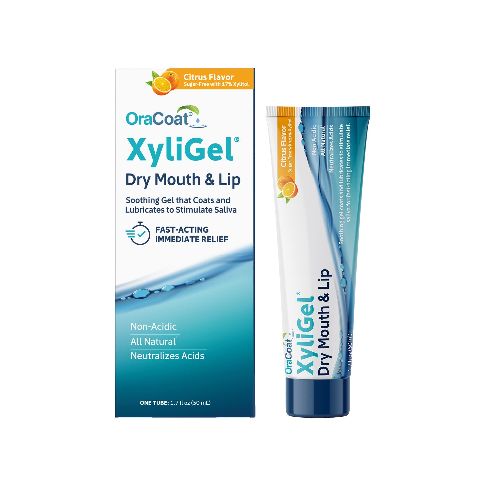 OraCoat XyliGel 1.7 fl. oz, 1 Pack Soothing Dry Mouth Moisturizing Relief Gel with Xylitol, Sugar Free, for Dry Mouth, Stimulates Saliva Production, Non-Acidic, Daytime and Night Time Use, One Pack