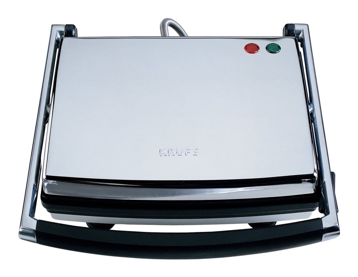 KRUPS FDE312 Universal Grill and Panini Maker with Nonstick Cooking Plates, Silver