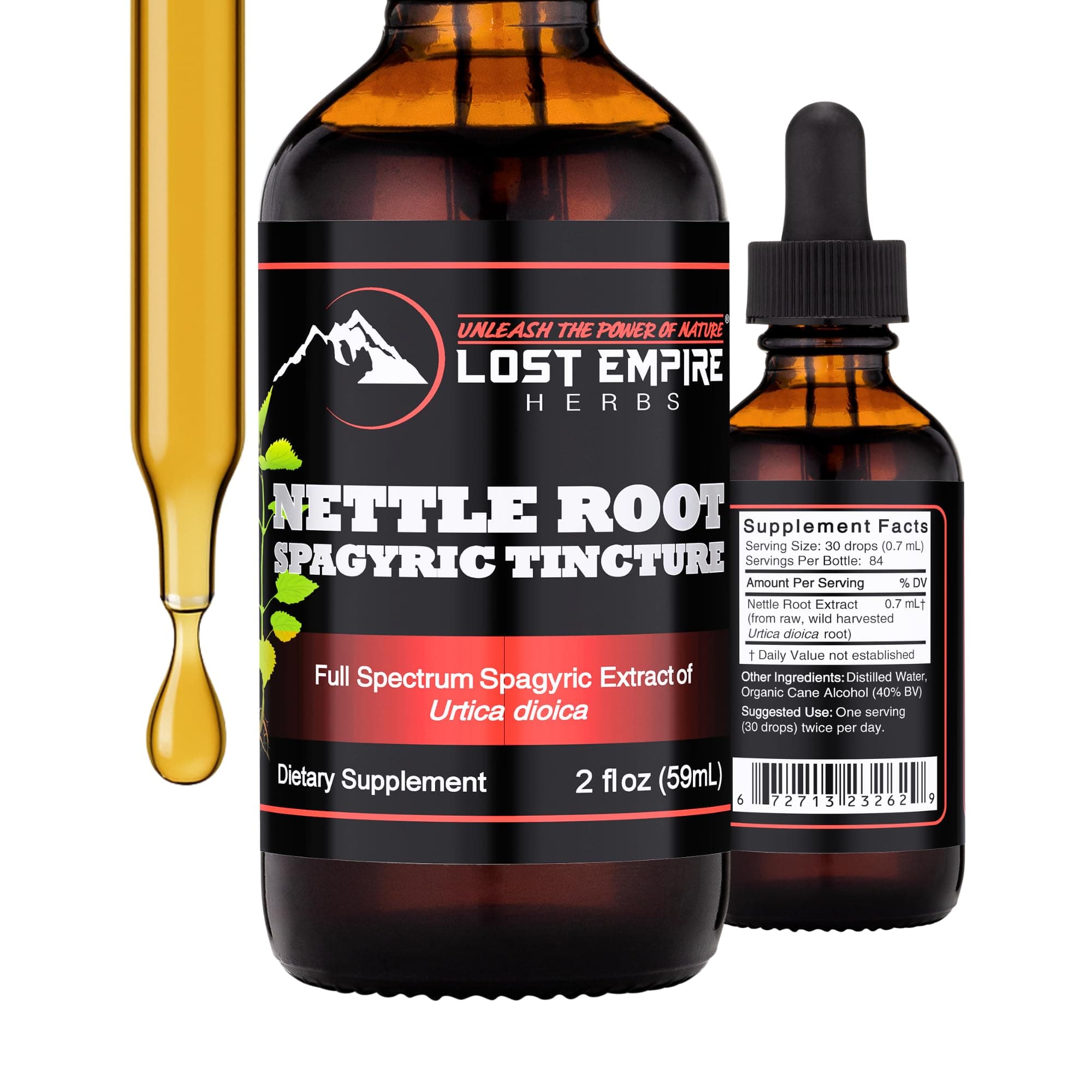Lost Empire Herbs Nettle Root Extract Spagyric Tincture (2 fl oz) - Wild Harvested from Supplement for Men, Urinary Function, BPH, Hair Loss - 3rd Party Lab Tested