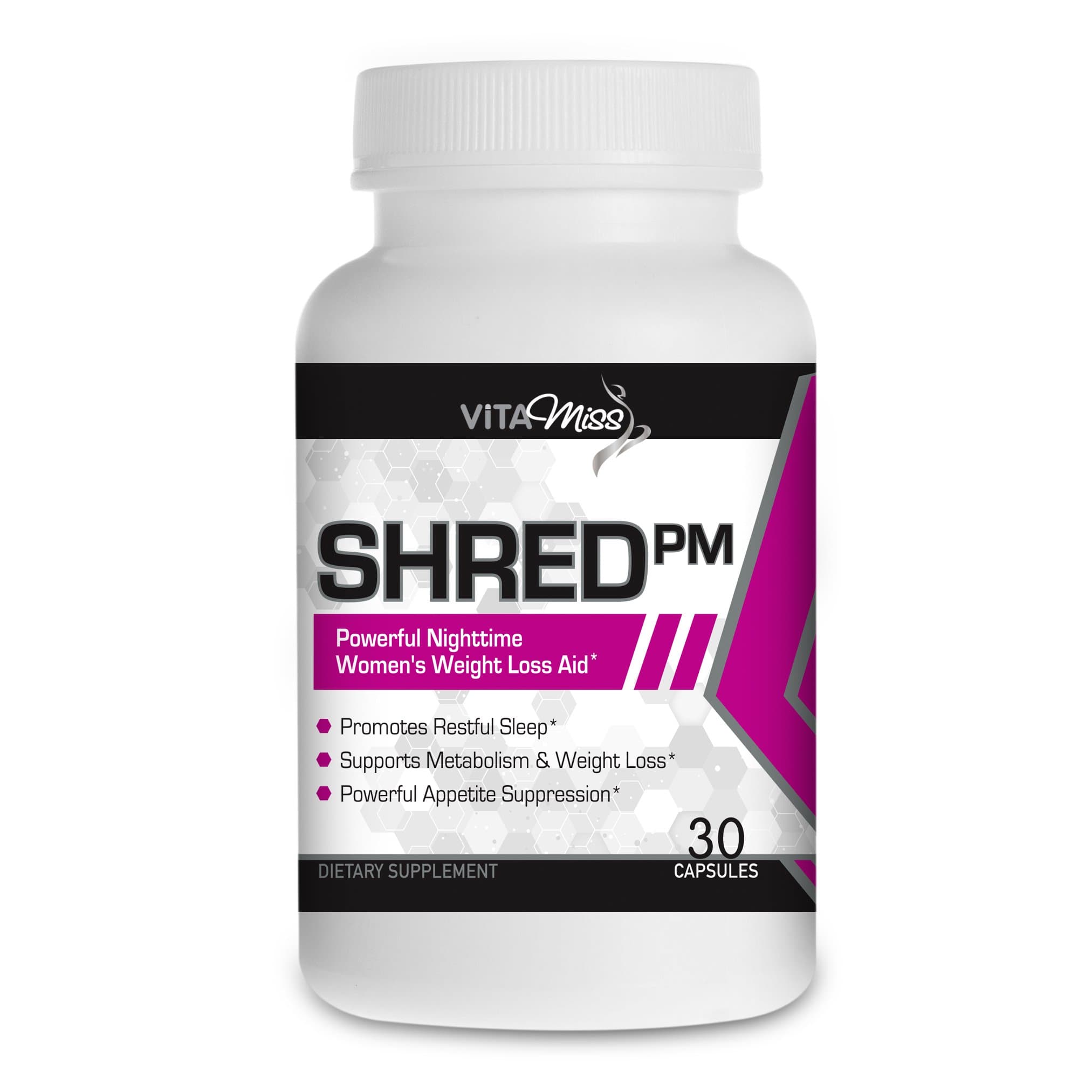 Vitamiss Shred PM - Maximum Strength Night-time Stimulant Free Fat Burner and Sleep Supplement for Women