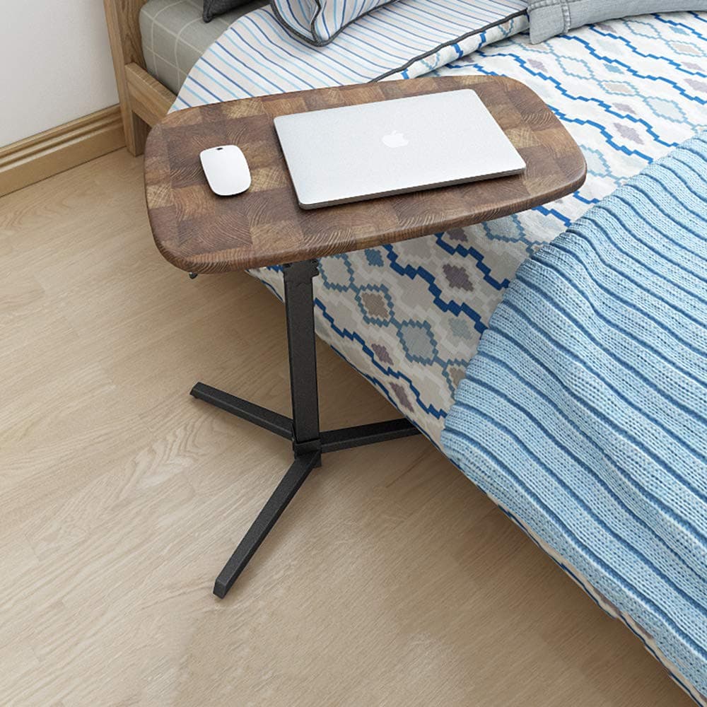 Overbed Table with Wheels Adjustable Bed Table Over Bedside Home Desk Movable Sofa Side Table Computer Desk for Eating Bedridden Elderly, Senior Patient Aid, Office, Hospital Medical (Brown)