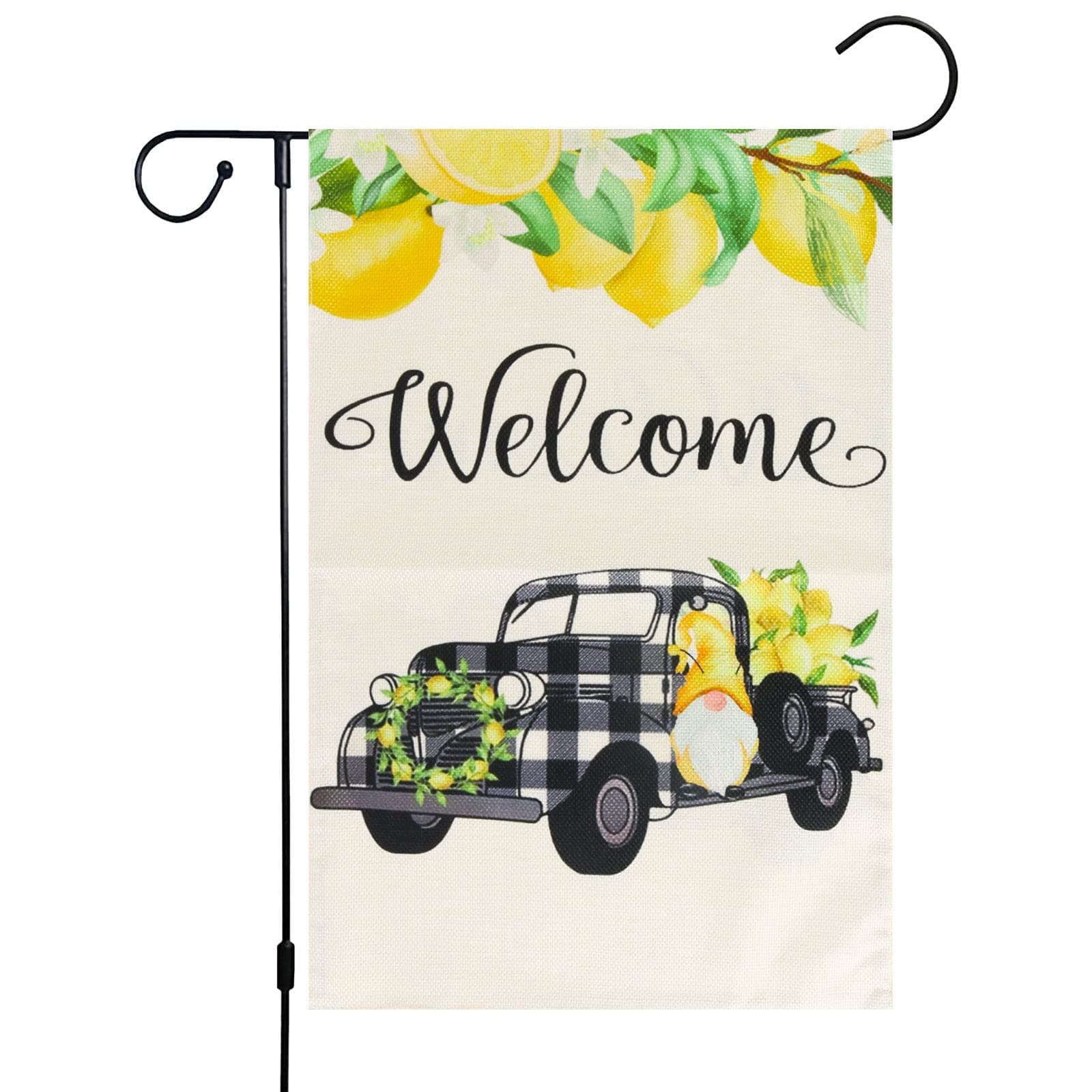 Welcome Summer Garden Flag 12x18 Inch Vertical Double Sided Outside,Seasonal Garden Flags Yard Farmhouse Outdoor Decoration,Small Burlap Spring Summer Floral Flag (Size-12"x18")