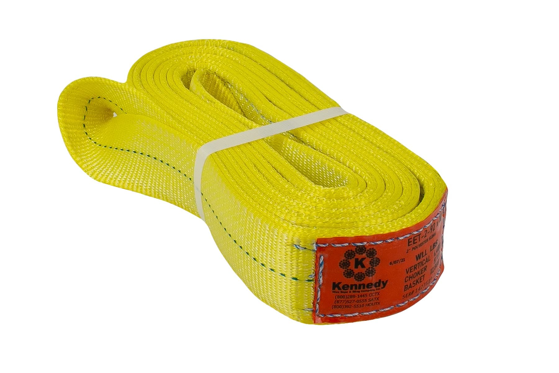 Kennedy Wire Rope & Sling Company 2inches x 10' 2-Ply Twist Eye Polyester Lifting Sling (Various Sizes in Listing) Made in The USA