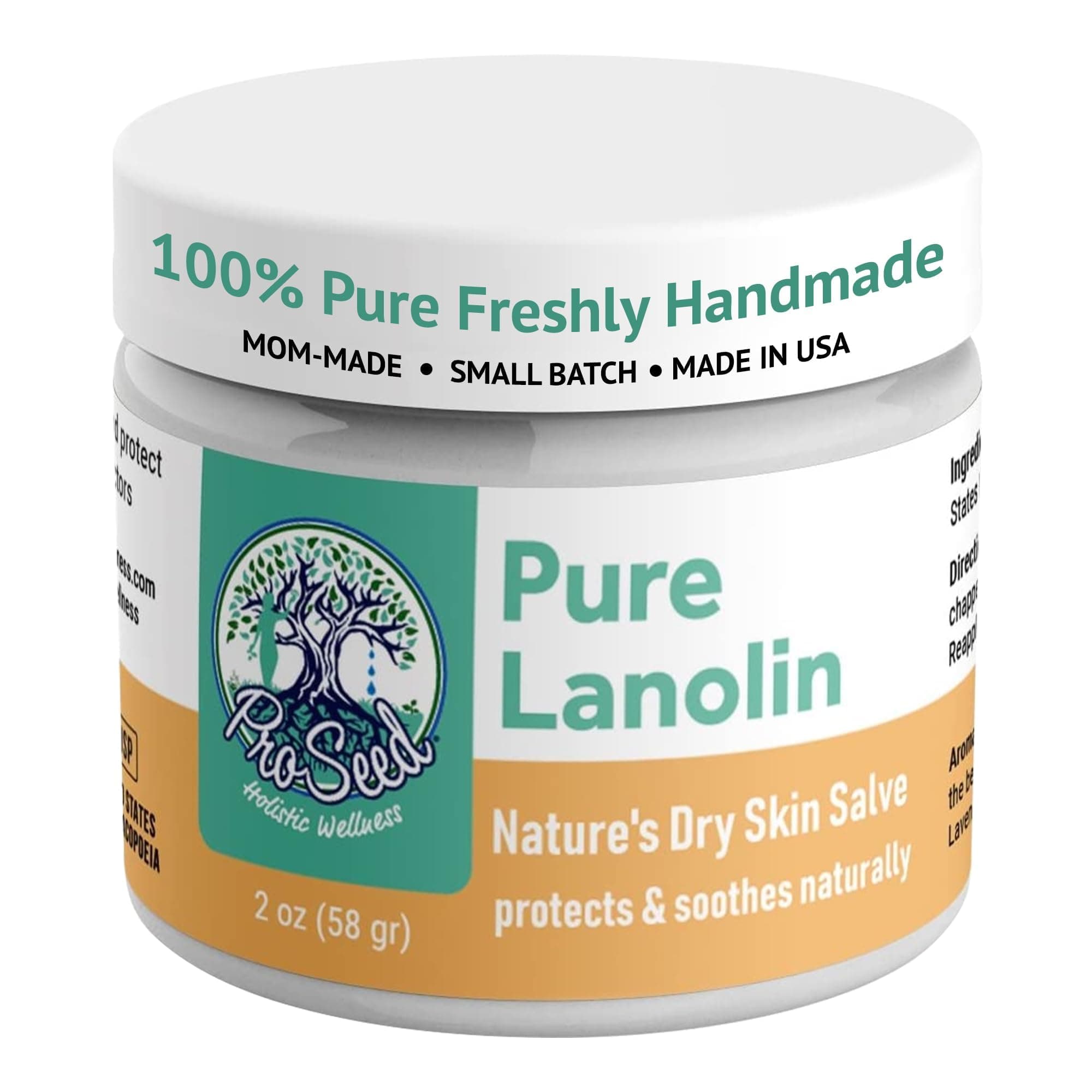 100% Pure Lanolin, Handmade in USA, Unrefined Balm, Dry & Itchy Skin, Cracked Lips, Breastfeeding, Nipple Cream, Baby Care, Moisture-Rich, Nursing Essentials & Petroleum-Free, for Hands, Face & Body