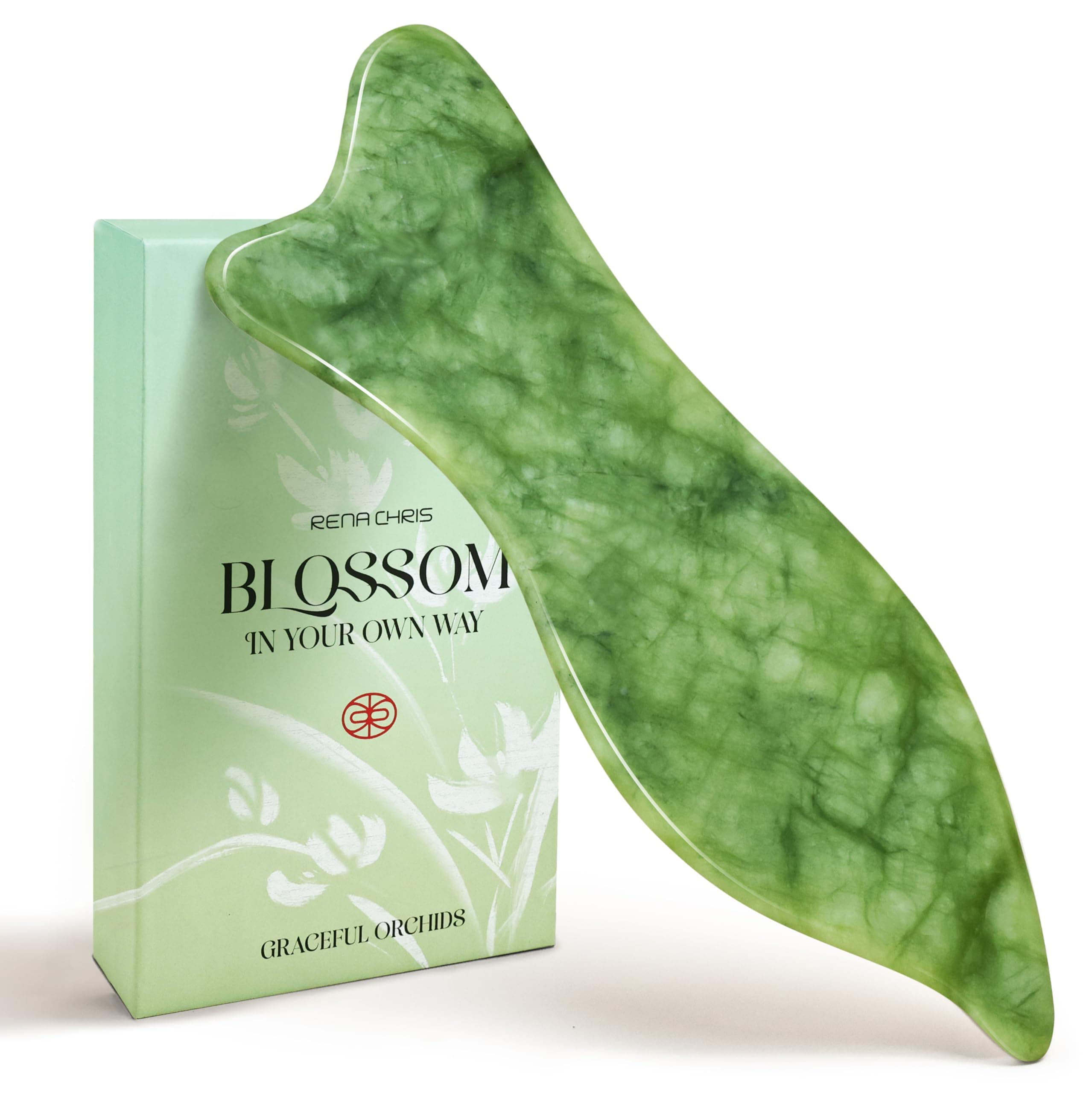 Natural Jade Gua Sha Facial Tools - Acupressure & Gua Sha for Face Massage, Jawline Sculpting, Puffiness Reduction, Skin Care Tool (Green)