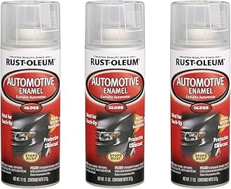 Rust-Oleum 257884-3PK Automotive Enamel Spray Paint, 11 oz, Gloss Clear, 3 Pack