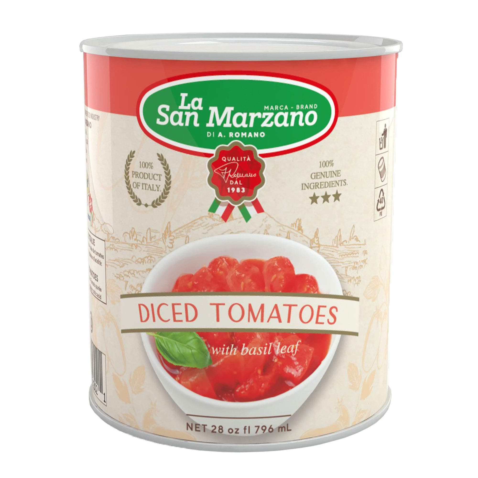 La San Marzano 6 Pack, Italian Diced Chopped Crushed Tomatoes, 100% Product of Italy, 6 x 28 Oz Can, Italian Style, Packed in San Marzano Region of Italy by La Regina