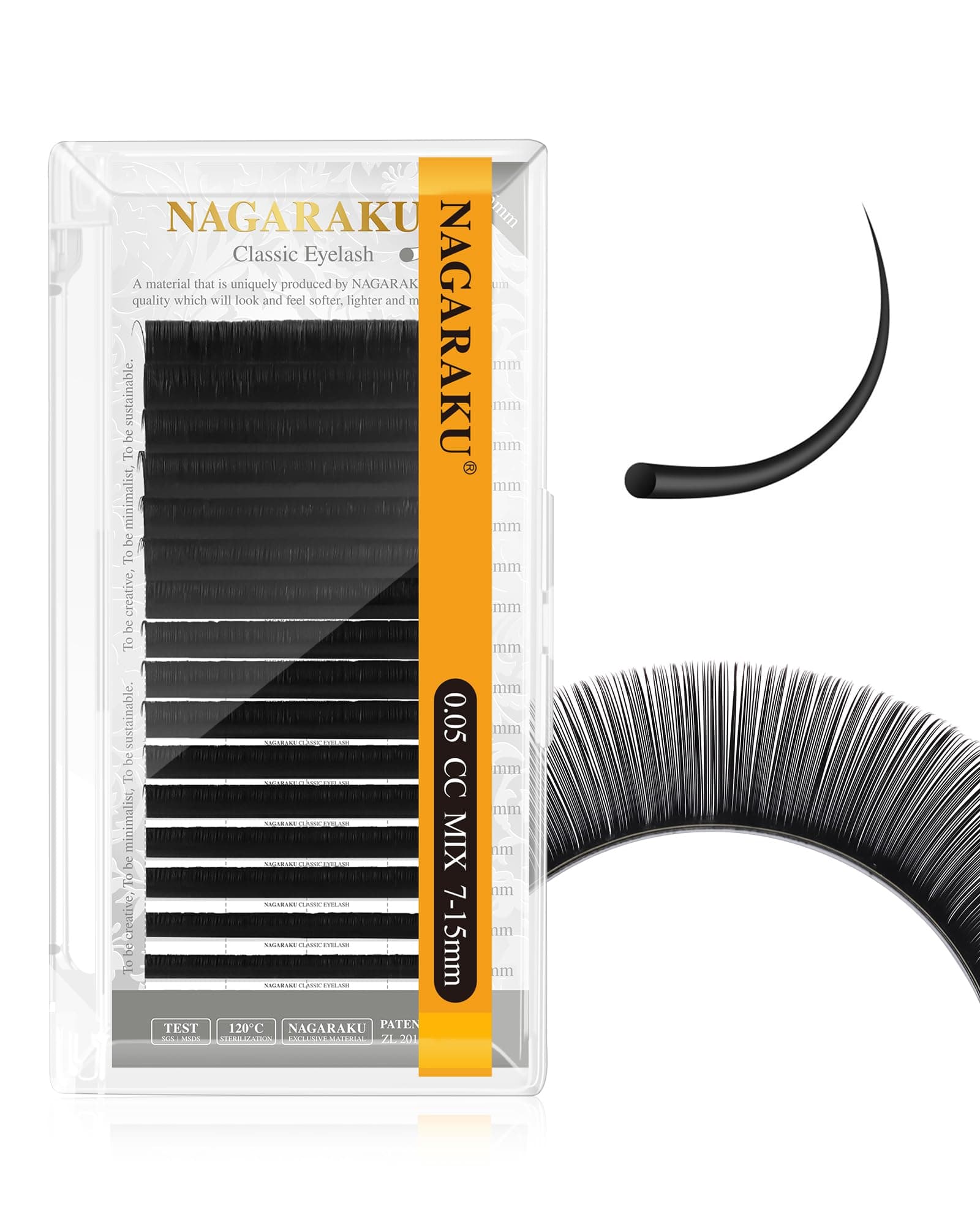 NAGARAKU Eyelash Extensions Classic J B C D N LC LD L DD CC LB Curl 0.03-0.20 Thickness 5-17mm, Matte Black Individual Lashes Professional Supplies for Lash Techs (0.05-CC 7-15mm Mix)
