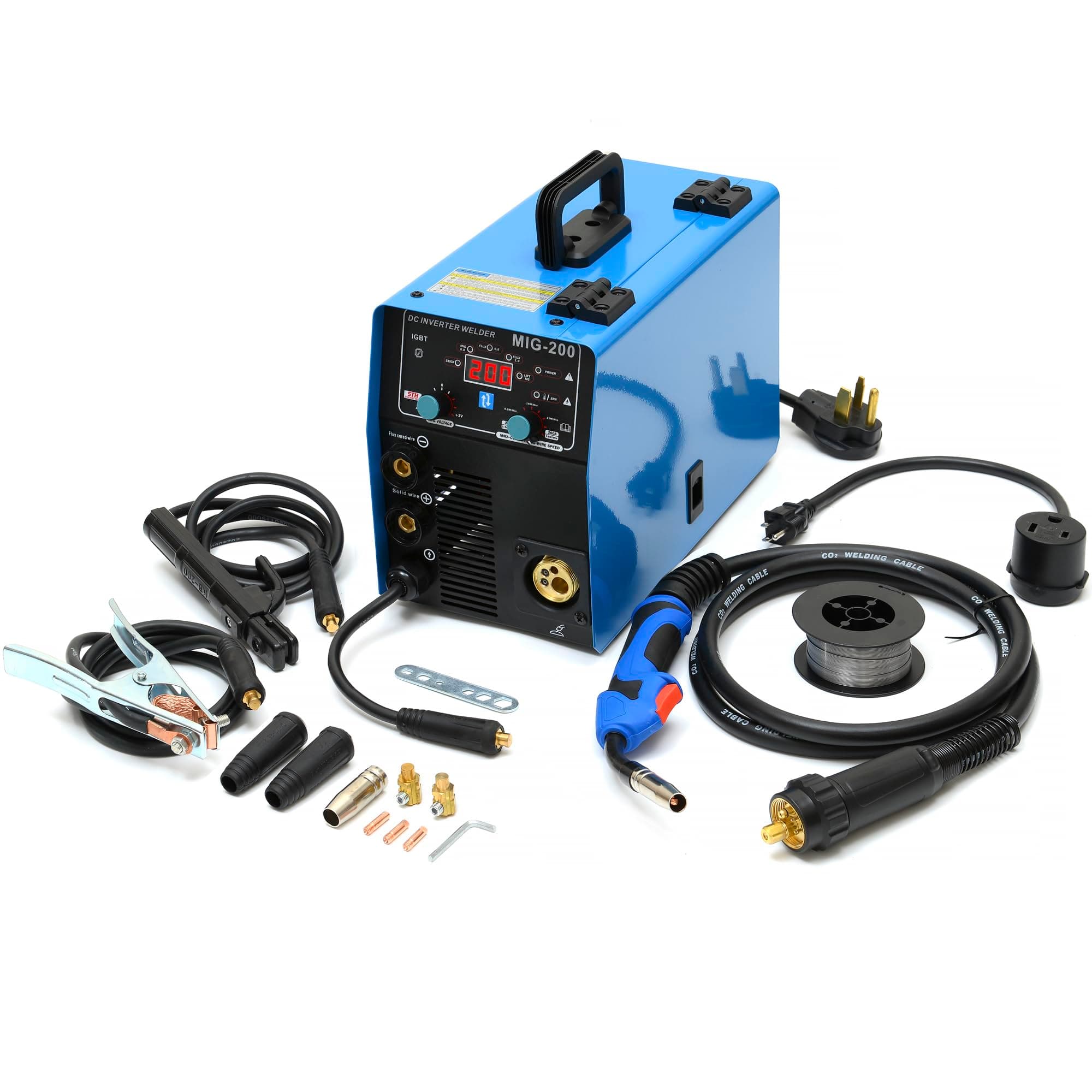 S7 Gas and Gasless 200A 110V/220V Multiprocess MIG Welder - 4-in-1 Welding Machine for Flux Cored, MIG, Lift TIG, and Stick ARC Welding Machine