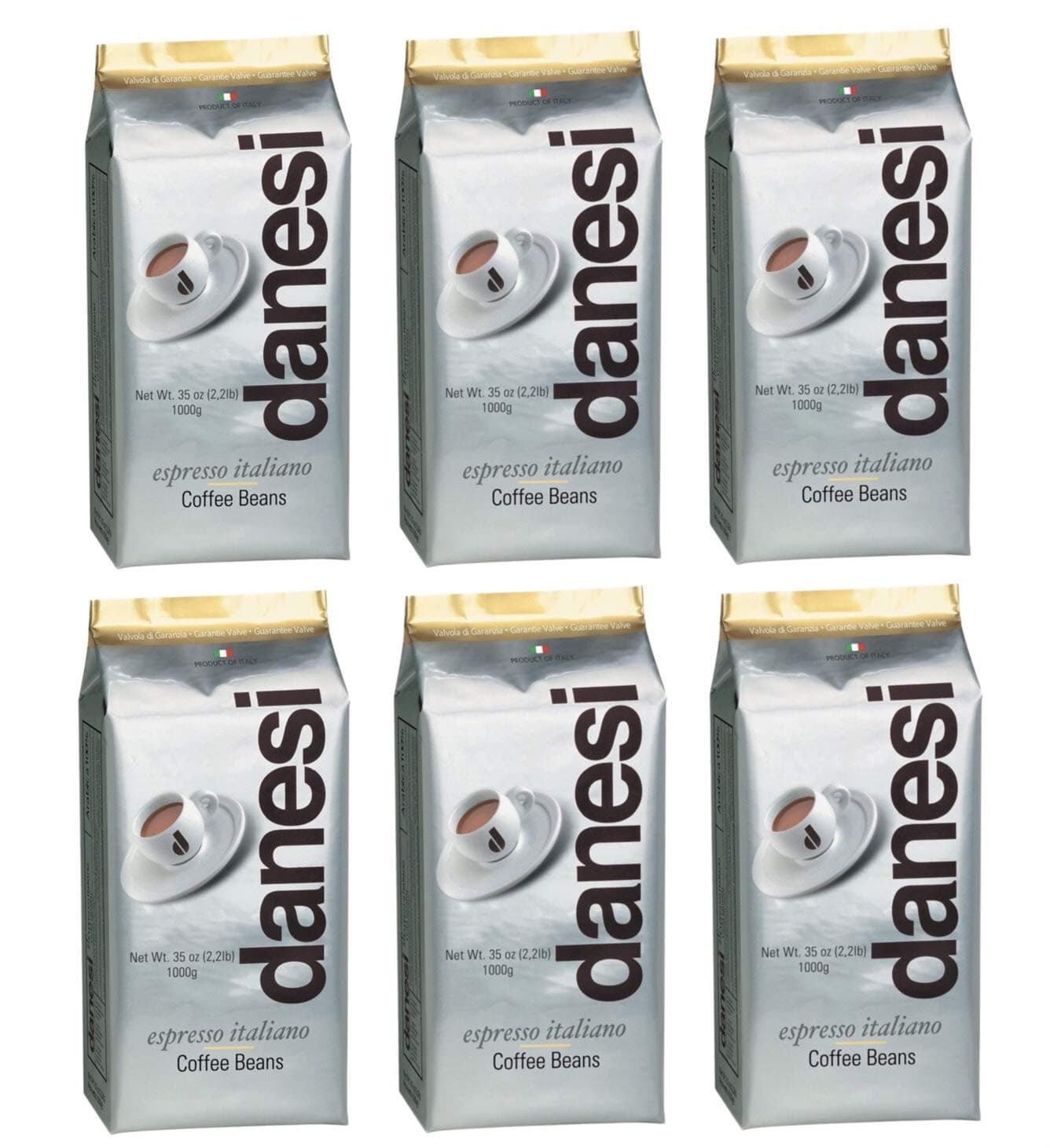 Danesi Caffe Gold Espresso Coffee Beans (6 X 2.2 Lbs Bags)