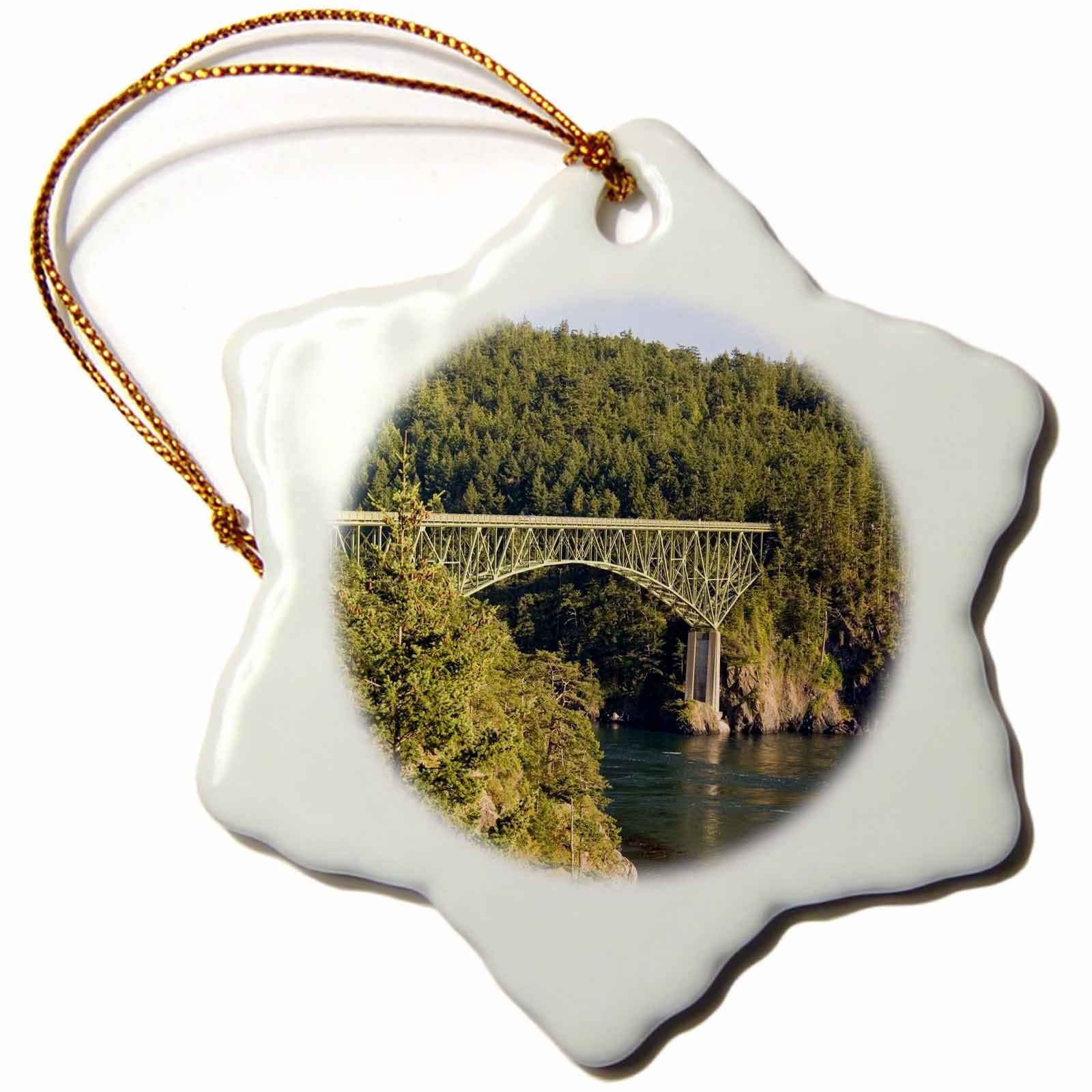 Deception Pass Bridge, Whidbey, Fidalgo Isl, WA - US48 DFR0127 - David R. Frazier - Snowflake Ornament, 7.6cm