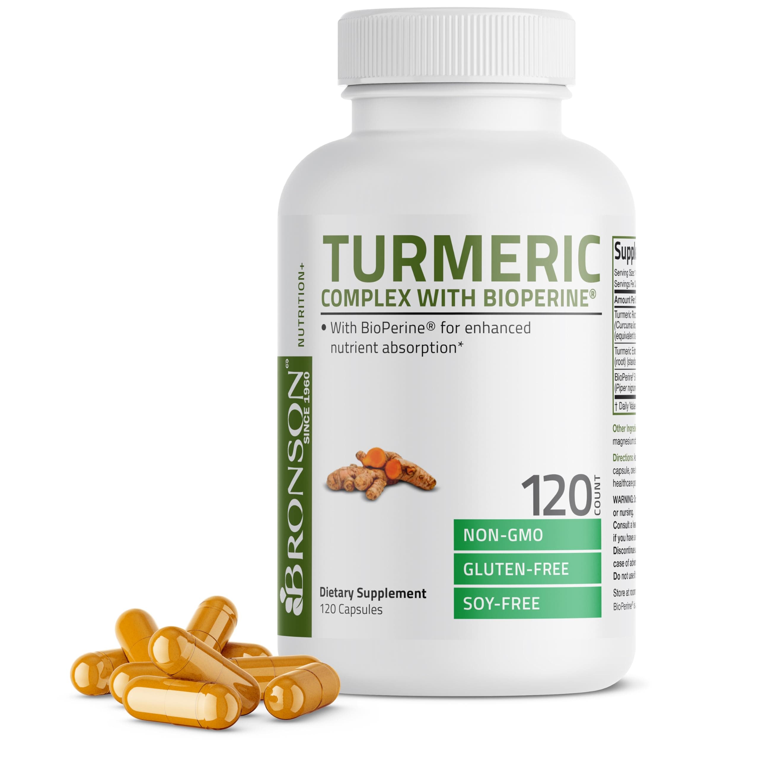 Turmeric Curcumin Complex with BioPerine 1000 mg Non-GMO, 120 Capsules