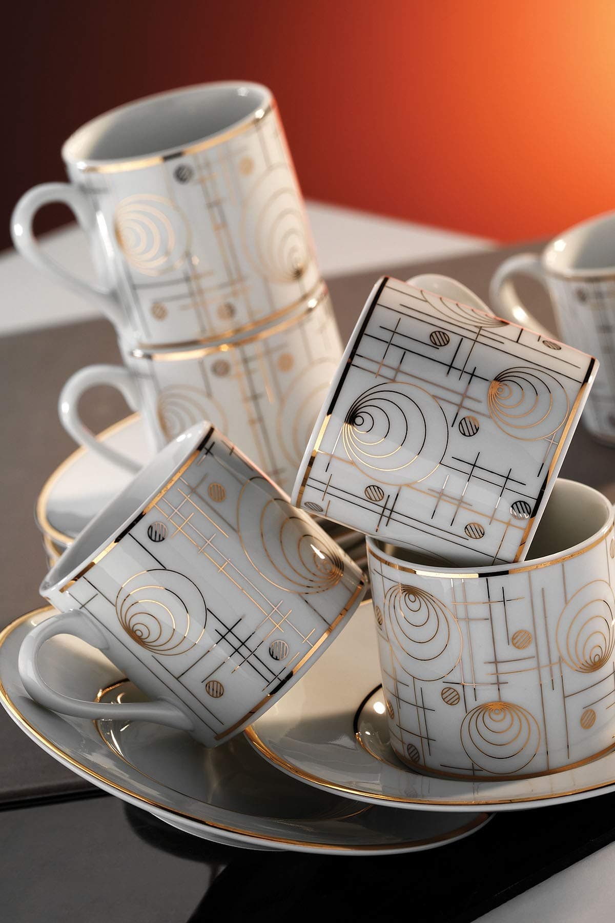 Turkish or Espresso Coffee Cups for 6 People - 7042