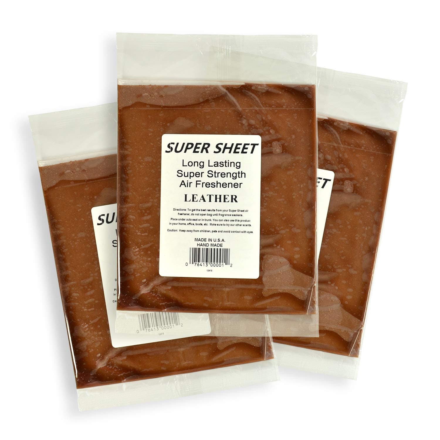 Super Sheet Large (8"x7") Under Seat Car Air Freshener, 3-PACK (Leather)