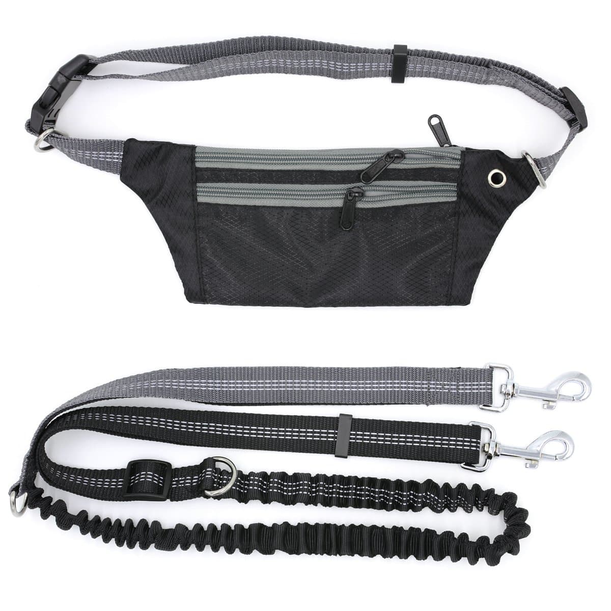 Dog Leash, Retractable Adjustable Hands Free Dog Lead with Waist Pouch for Runners up to 110 lbs Large Dogs