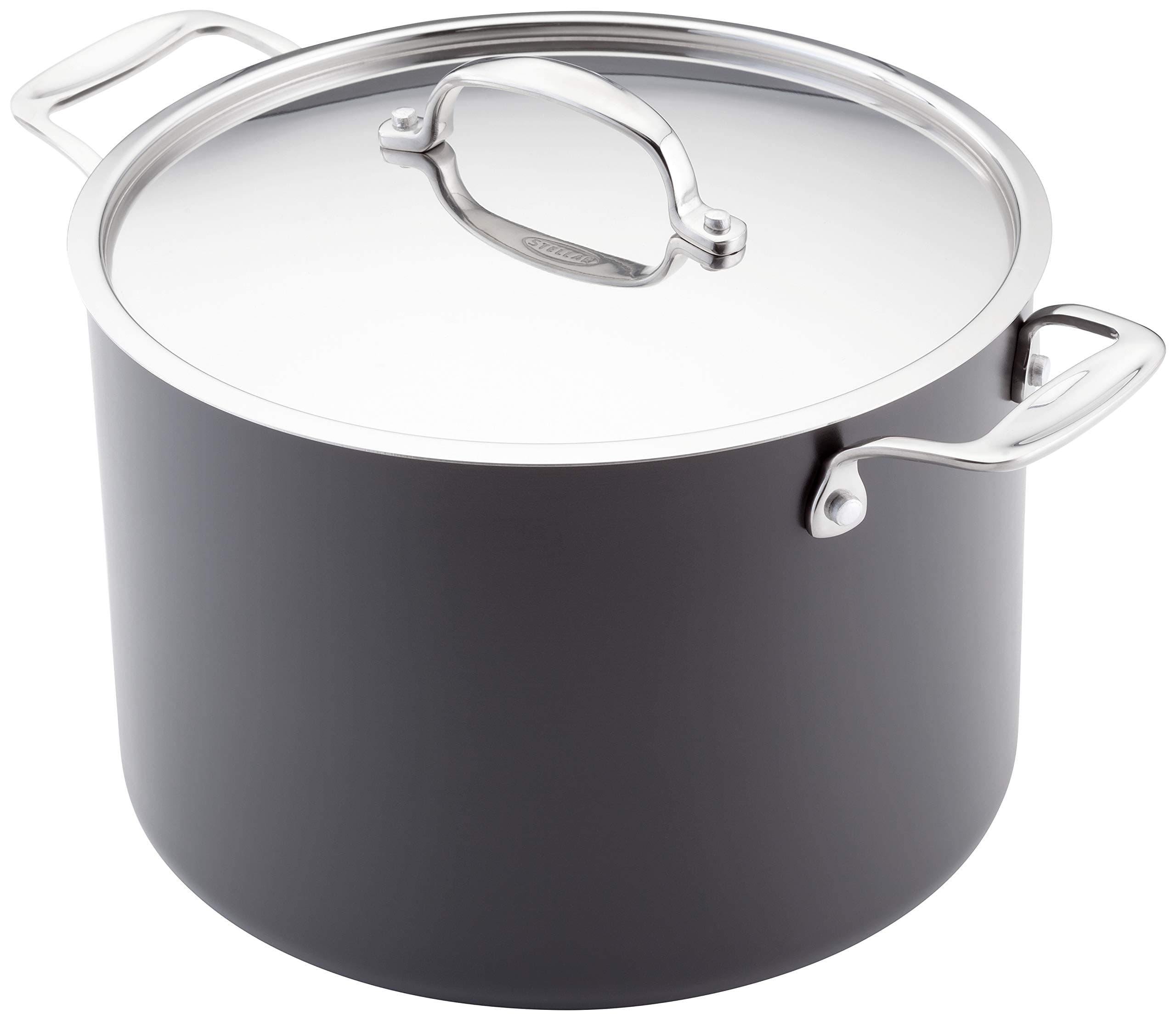 Element 24cm Stockpot, 8 Litre Capacity, Oven Safe to 240C, Aluminium Hard Anodonised Surface