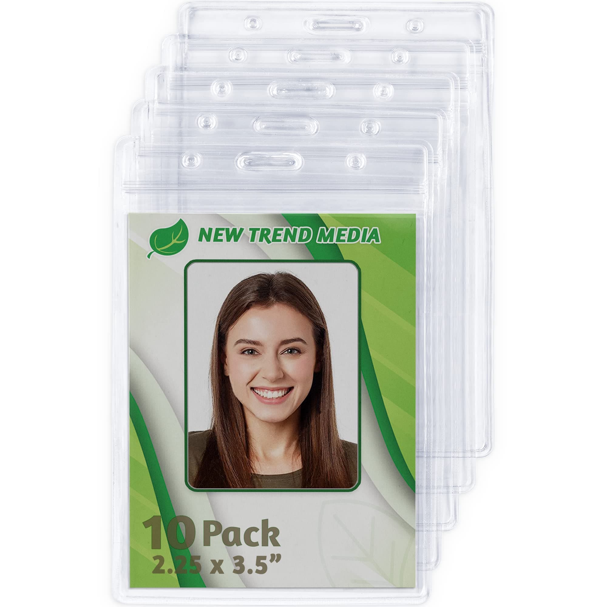 EcoEarth - Vertical Card Protector w/Soft Edge - Premium Tier Sealable 2.25x3.5 Inch, 10 Pack - Waterproof ID Badge Holder - Plastic Name Tag Holder Bulk