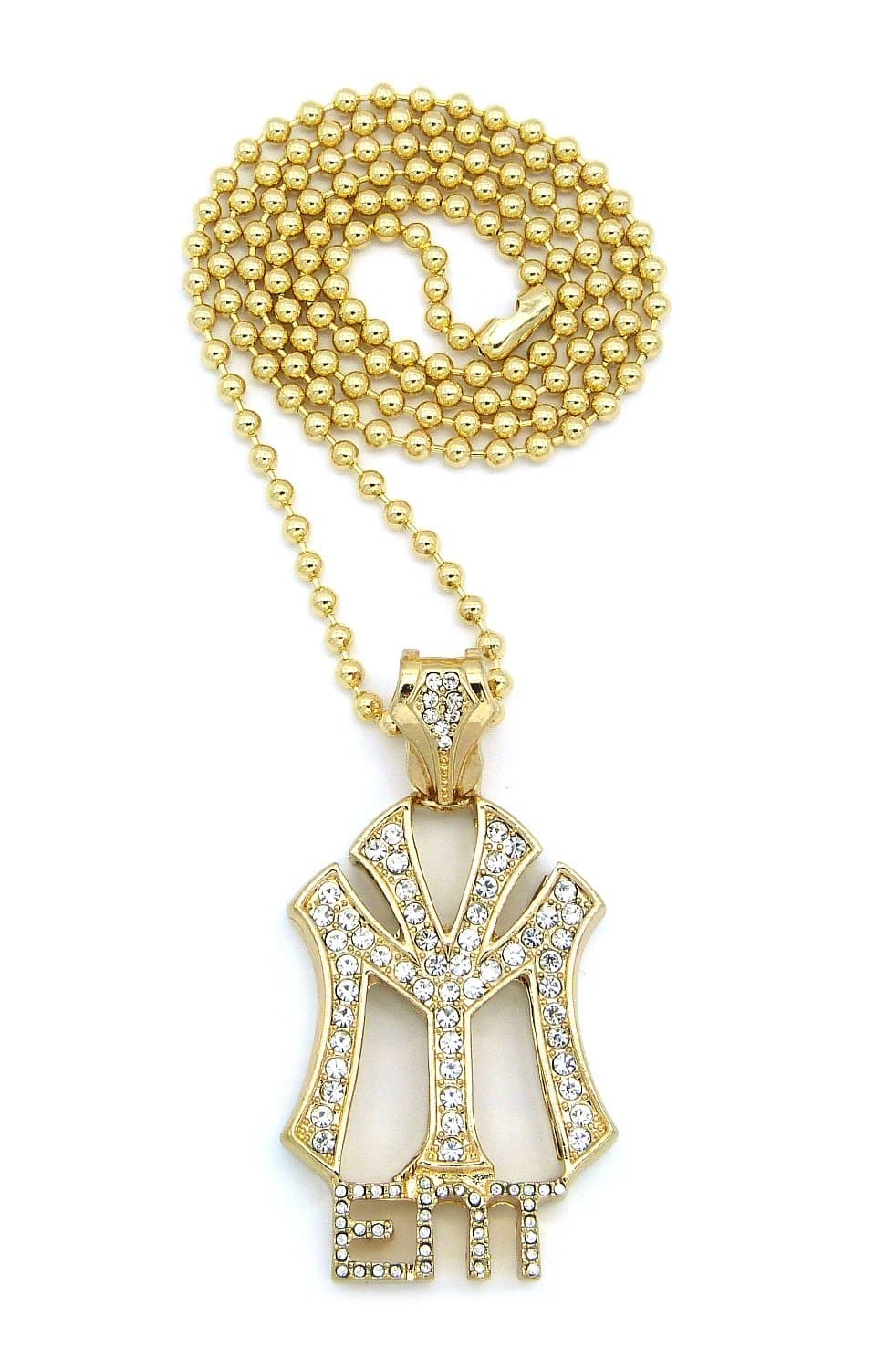 Crescendo SJ INCNew Iced Out Young Money ENT Pendant &3mm/27 Ball Chain Hip Hop Necklace BXZ47G