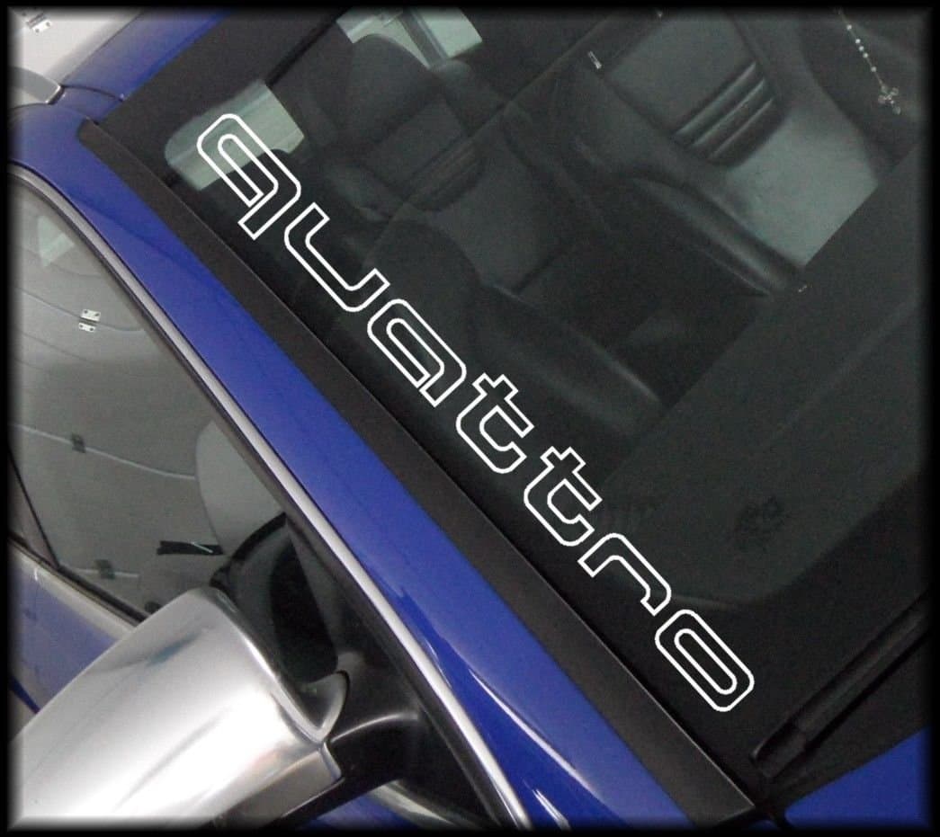 2 x QUATTRO Tuning (Windscreen) Decals / Stickers / 55 CM / Choice of Colours / for Car / Motorbike / Pick Up