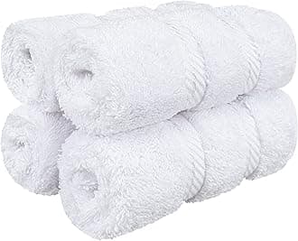 Luxury Washcloths for Bathroom, 100% Cotton 4 Piece Turkish Wash Cloth Set, 13x13 in Soft Rags for Body and Face, White Washcloths