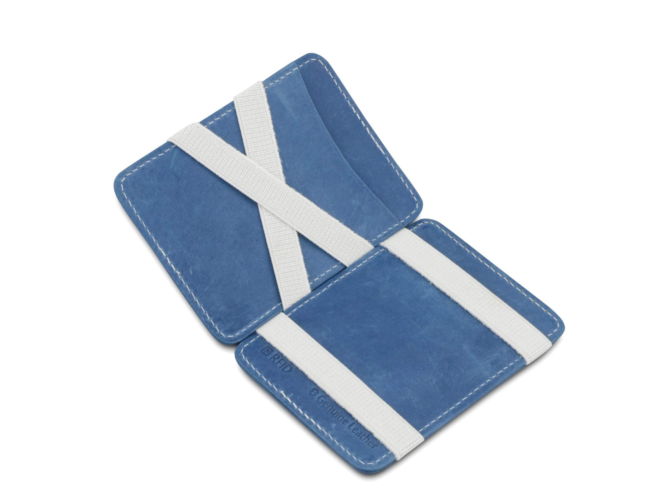 Garzini Magic Wallet, Minimalist Wallet for Men with RFID card holder, Leather Wallet for 8 cards, Azur White