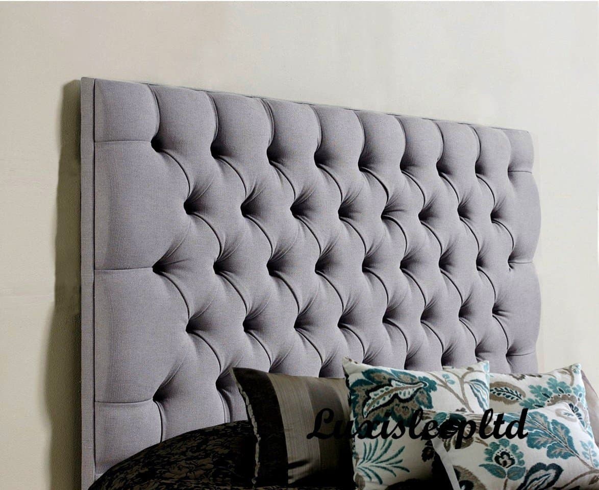luxisleepltd Stylish Colchester Bed Headboard in Chenille Fabric with matching Buttons (4ft6 Double, Mink)