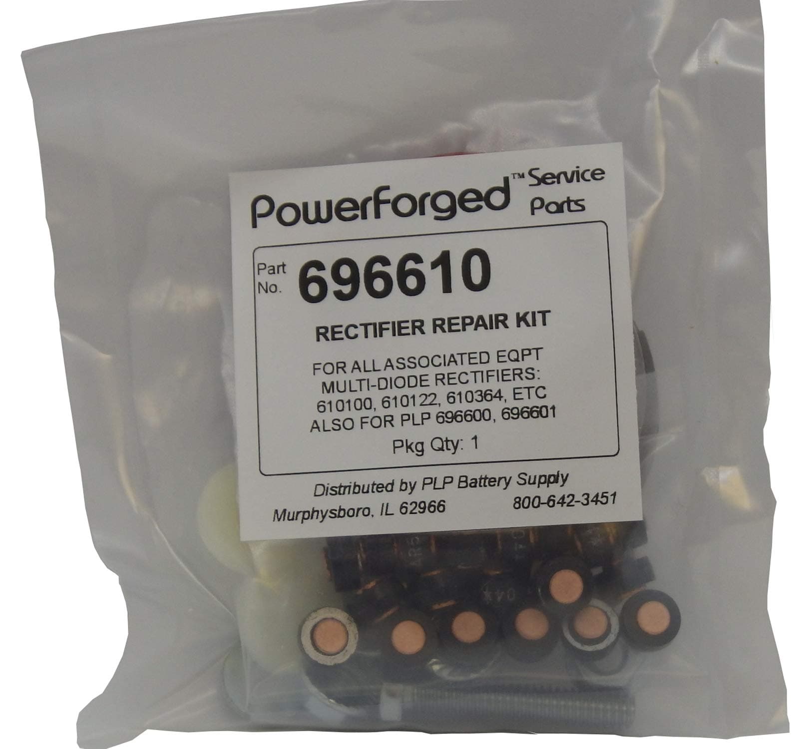 100 Amp Rectifier Rebuild Kit Contains All Components to Rebuild Burned-Out Associated Eqpt Rectifiers w/10-Spoke Fusible Plate 610100, 610122, 610364, PowerForged types 696600, 696601, 696604, 696605