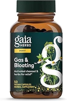 Gaia Herbs Gas & Bloating - Provides Relief from Occasional Gas and Bloating - with Activated Charcoal, Fennel, Chamomile, Cumin, and Peppermint Leaf Essential Oil - 50 Vegan Capsules (25-Day Supply)