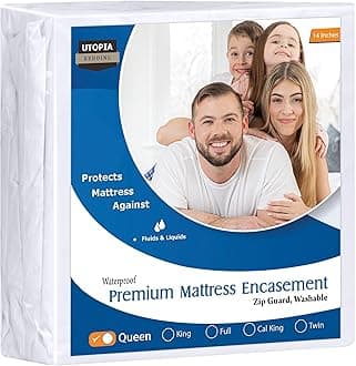 Utopia Bedding Premium Waterproof Bed Bug Mattress Cover, Queen Zippered Mattress Protector, 14 Inches Deep, Dust Mite Proof 6-Sided Mattress Encasement for Bed