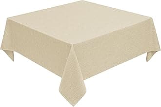 Decorelia Waterproof Square Faux Linen Tablecloth for Dining Room(Square, 52x52 Inch, Beige)