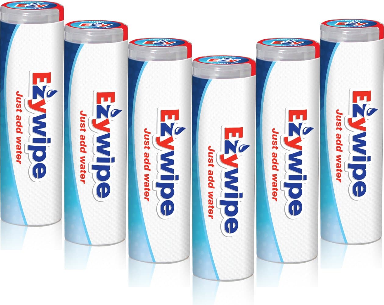 Ezywipe Compressed Cleansing Towels, 6 Tubes of 8 (s), 100% Rayon, Certified Biodegradable, Hypo-allergenic, Antimicrobial, Antibacterial, for Travel, Camping, Home, Baby Care, Pet Care, Gym and More