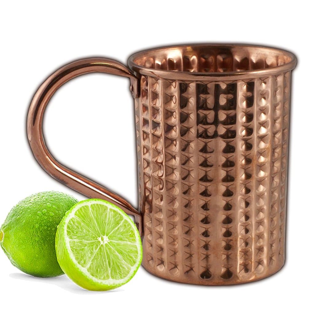 Solid Copper Mugs Hammered Moscow Mule Mug (16 oz Edge)