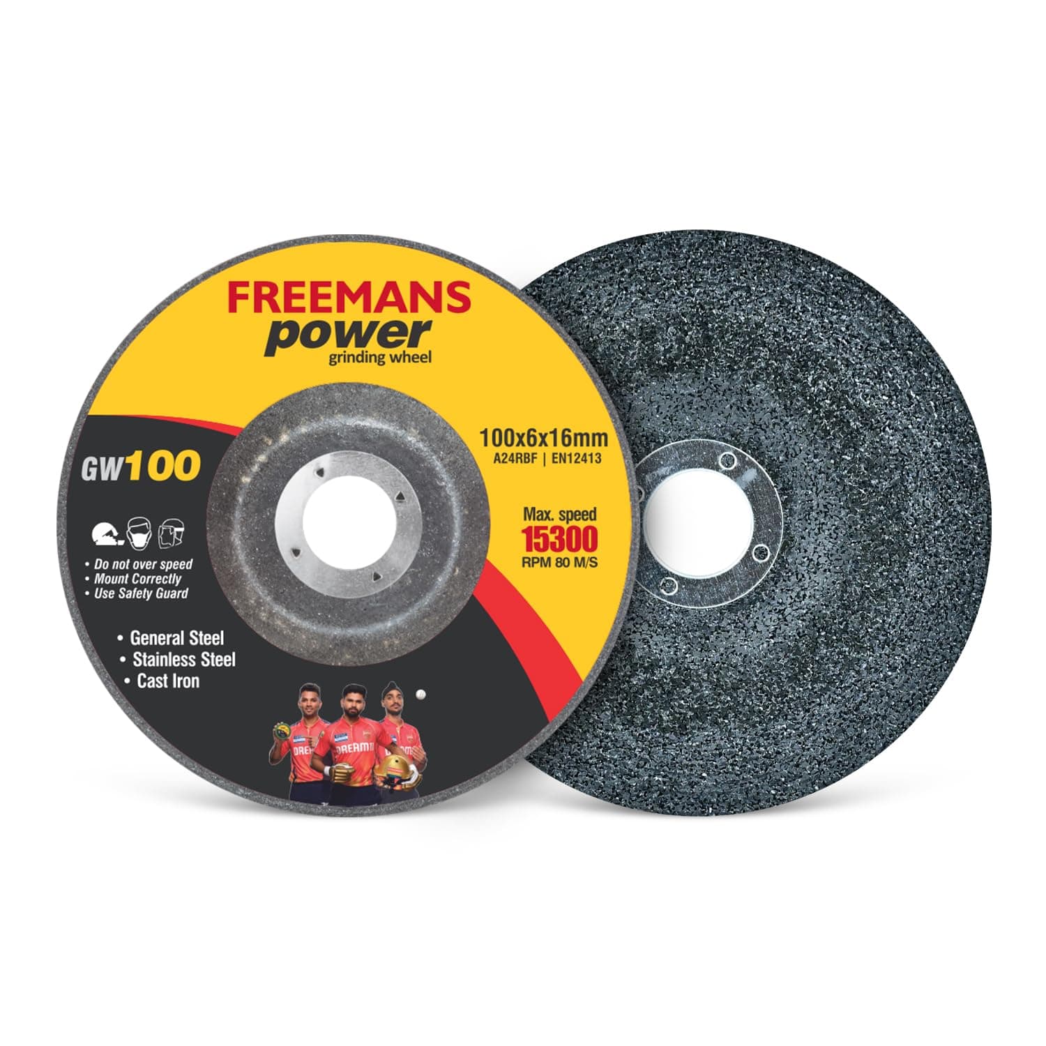 FREEMANS 4-Inch Power Grinding Wheels-(Set of 25 Pieces)- Black || Aluminium Oxide Grain Abrasive || Use for Grinding and Polishing of Metal Surfaces and Stone Moulding Applications