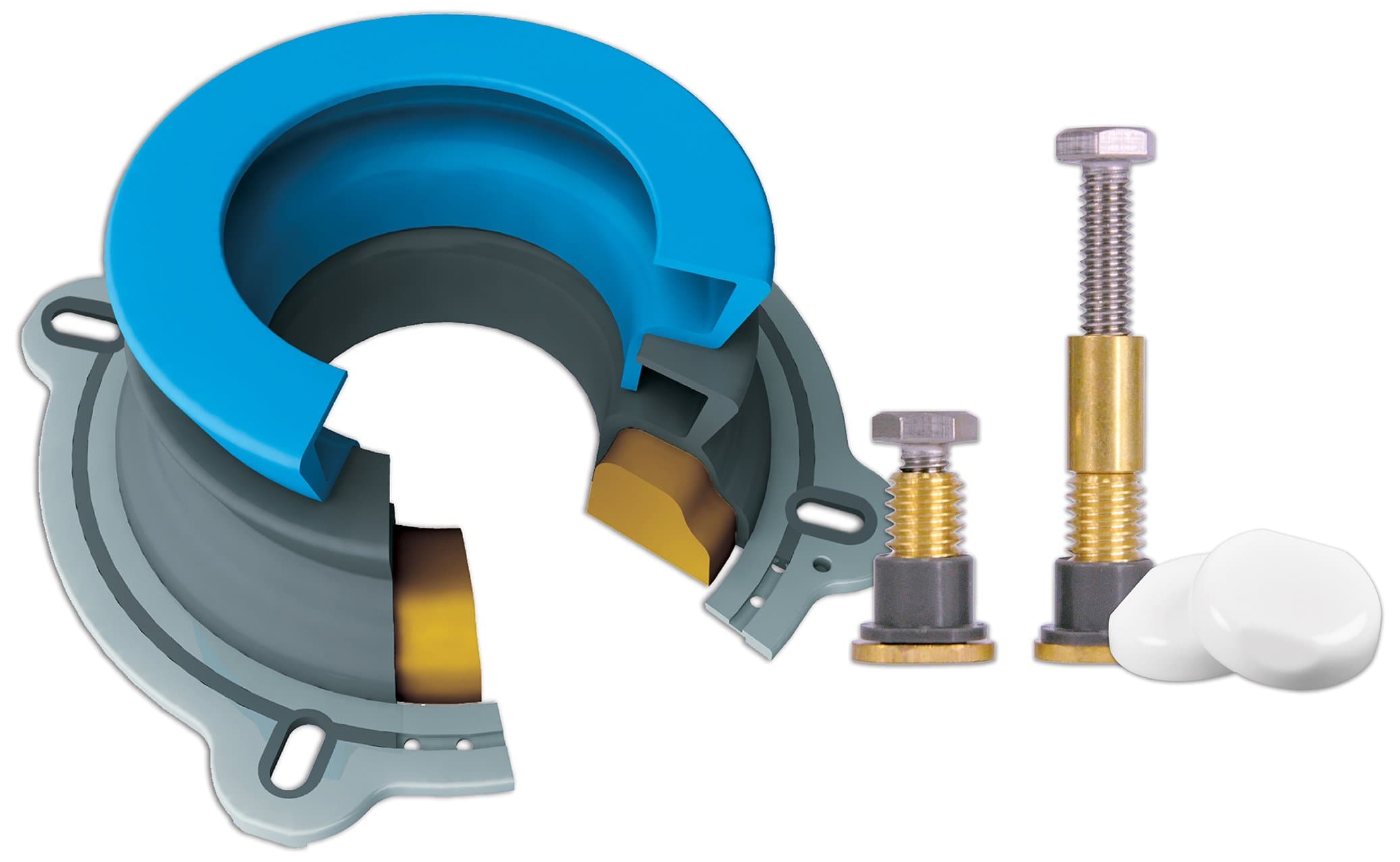 Danco 10879 One Toilet Perfect Seal Wax Ring & Zero Cut, Mess Install, Complete Kit Includes Bolts and Adapters, 1-Pack, blue