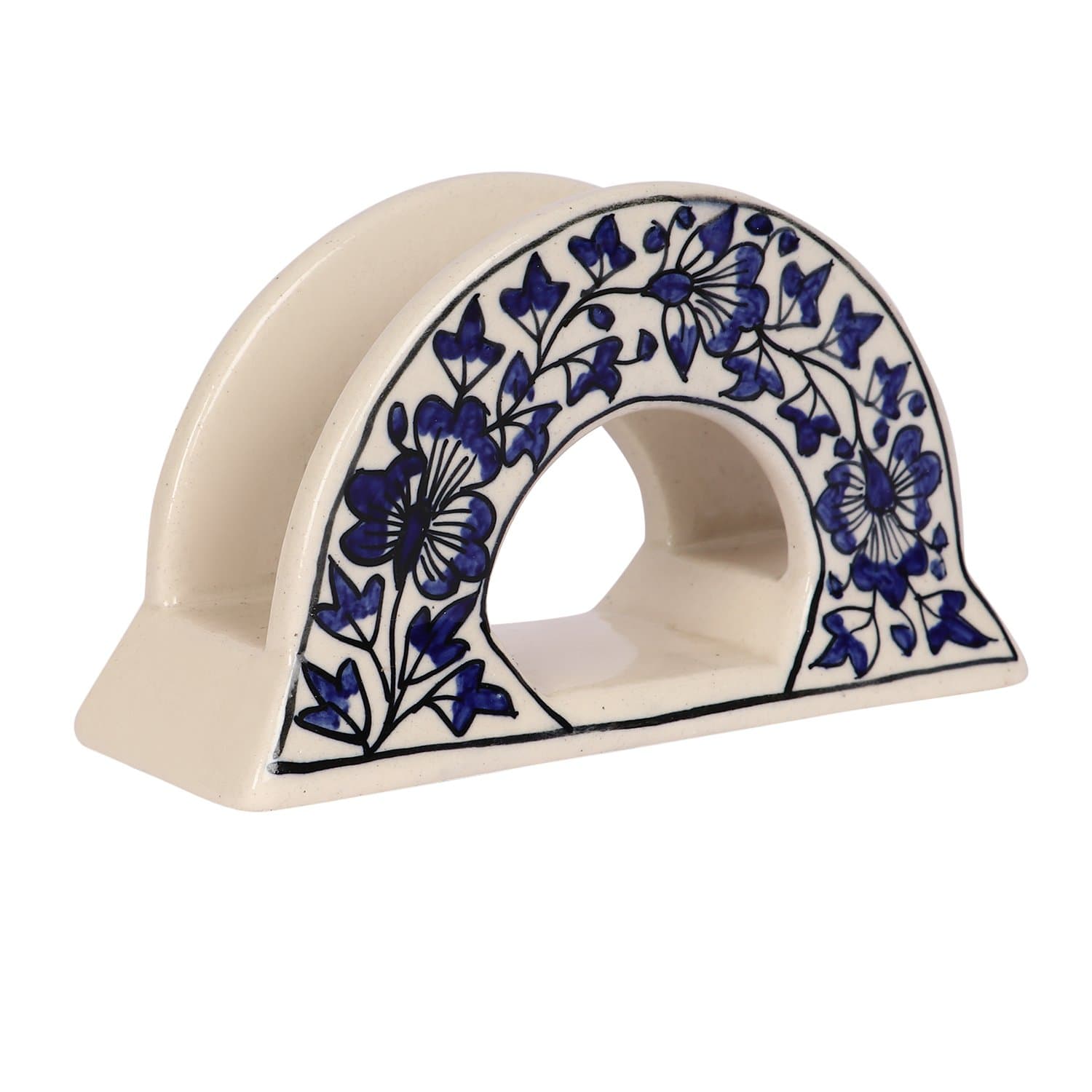 Craftghar Napkin Holder Tissue Paper Holder in Handmade Ceramic Pottery (Blue) Perfect for Kitchen and Dinning Table