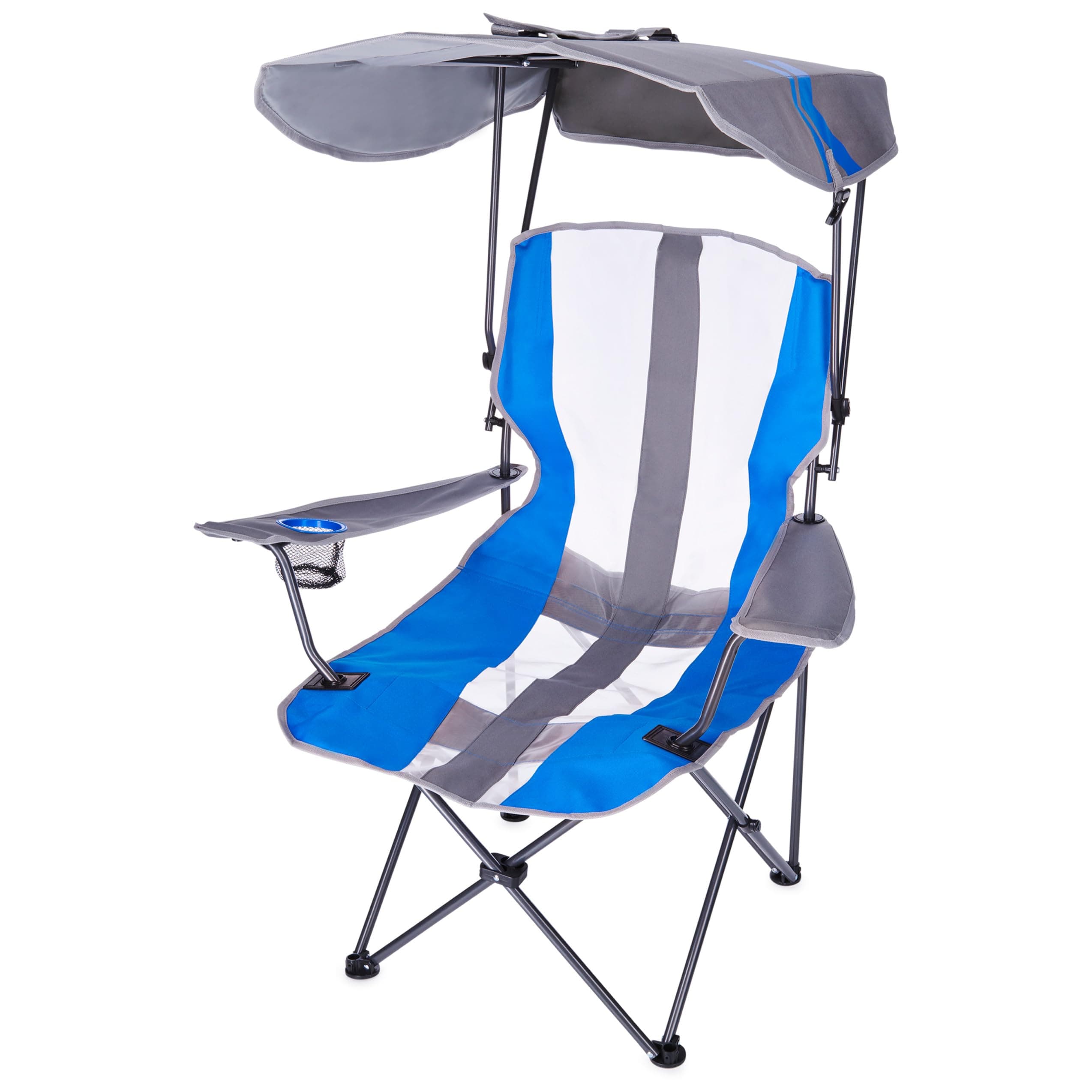SwimWays Kelsyus Original Foldable Canopy Chair for Camping, Tailgates, and Outdoor Events, Grey/Blue