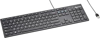Amazon Basics Wired QWERTY Keyboard, Works with Windows, Plug and Play, Easy to Use with Media Control, Full-Sized, Black