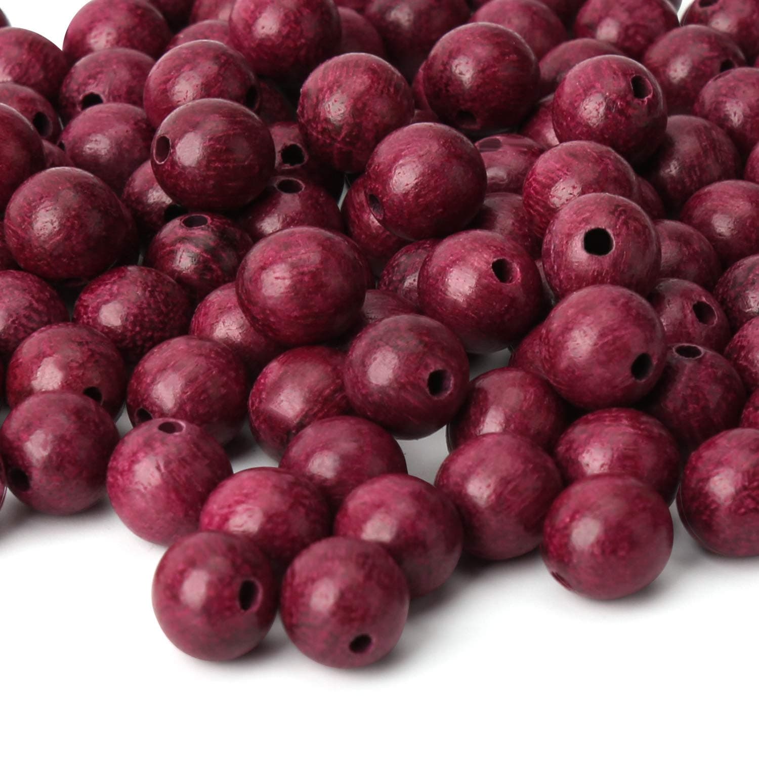 200pcs 8mm Natural Sandalwood Round Beads Gorgeous Craft Handmade Polished Spacer Mala Pray Beads with Elastic Cord for Bracelets DIY Rosary Tasbih Jewelry Making