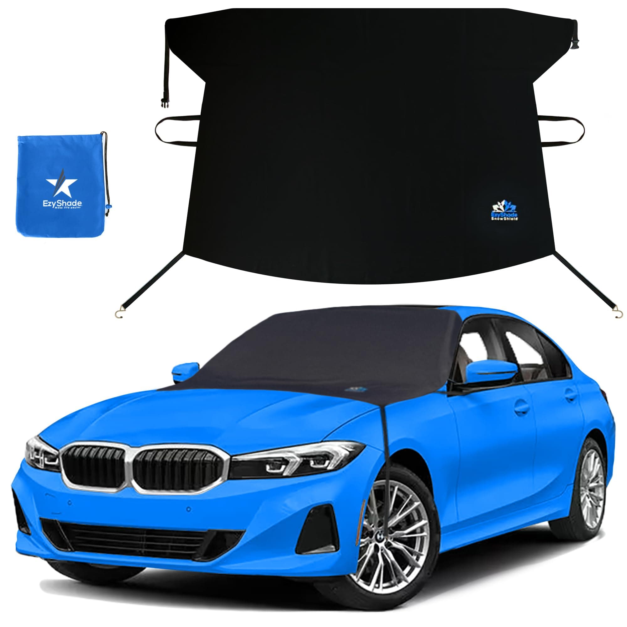 EzyShade Car Windshield Cover for Ice and Snow. Windshield Snow Cover for Car SUV Truck. Frost Shield Windshield Cover, Car Snow Cover, Winter Car Accessories. See Size-Chart - Standard (M) Size