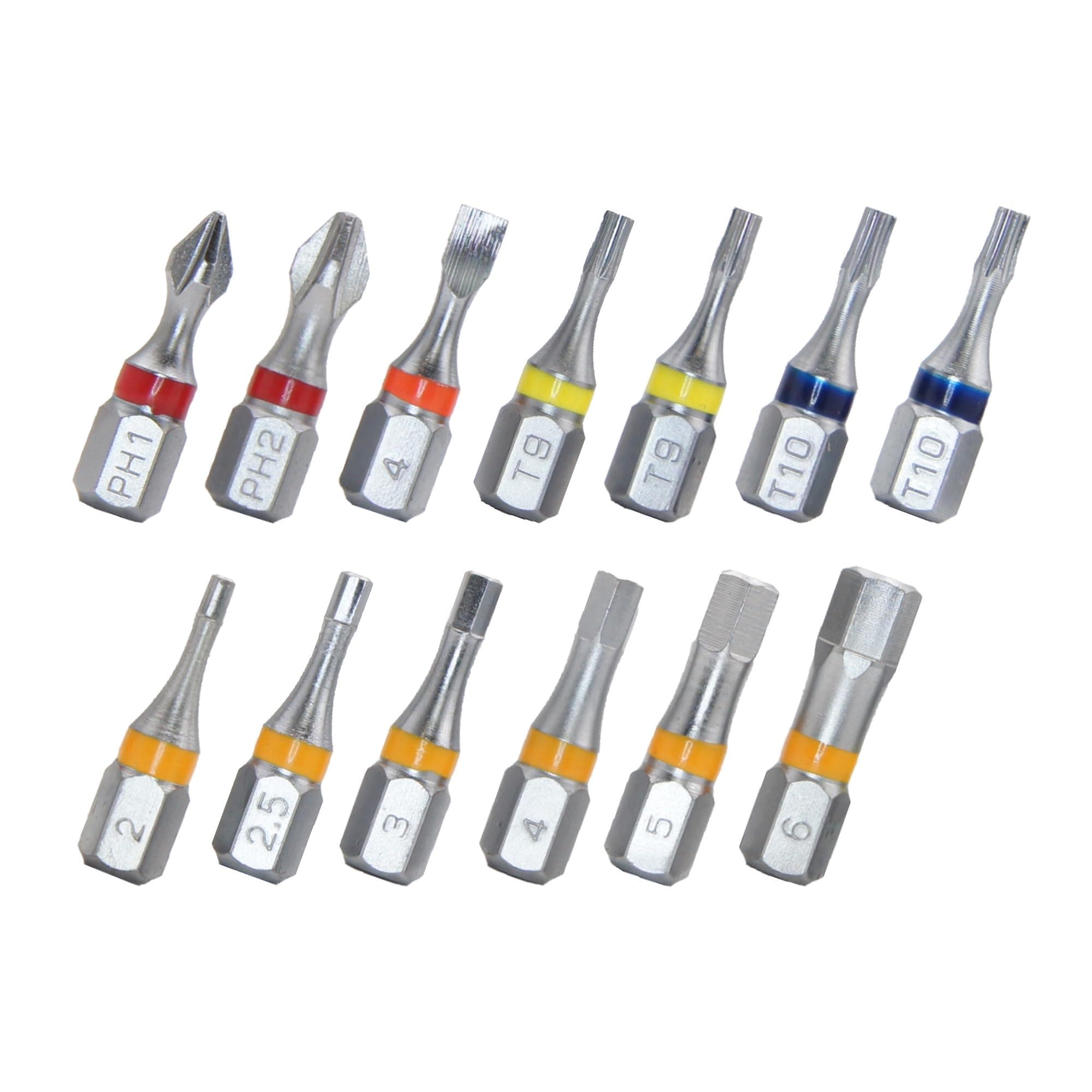 Color Coded 13 PCS Hex Bit Set 1/4" - 2 PCS of Torx 9, 2 PCS of Security Torx 10, and Other 9 Bits - Accessary for Bike Motorcycle Maintenance