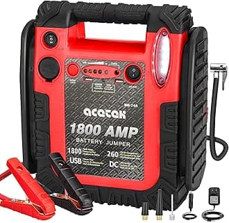 1600 Amp Jump Starter with Air Compressor, Car Battery Jump Starter 260 PSI Tire Inflator, 20000mAh 12V Auto Lead-Acid Battery Booster (Up to 6L Gas or 6L Diesel Engine) with LED Light & USB