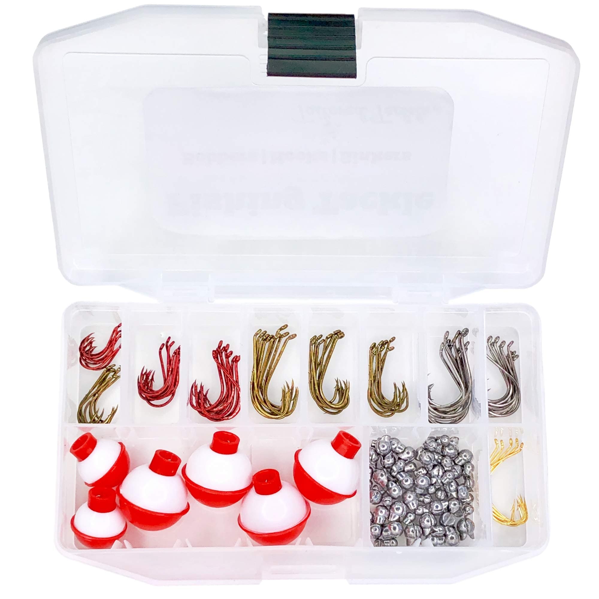 Tailored Tackle Fishing Kit - 147 Pc of Gear - Red Tackle Box with Tackle Included - Fishing Hooks & Bobbers - Starter Fishing Equipment for Live Worms & Artificial Bait