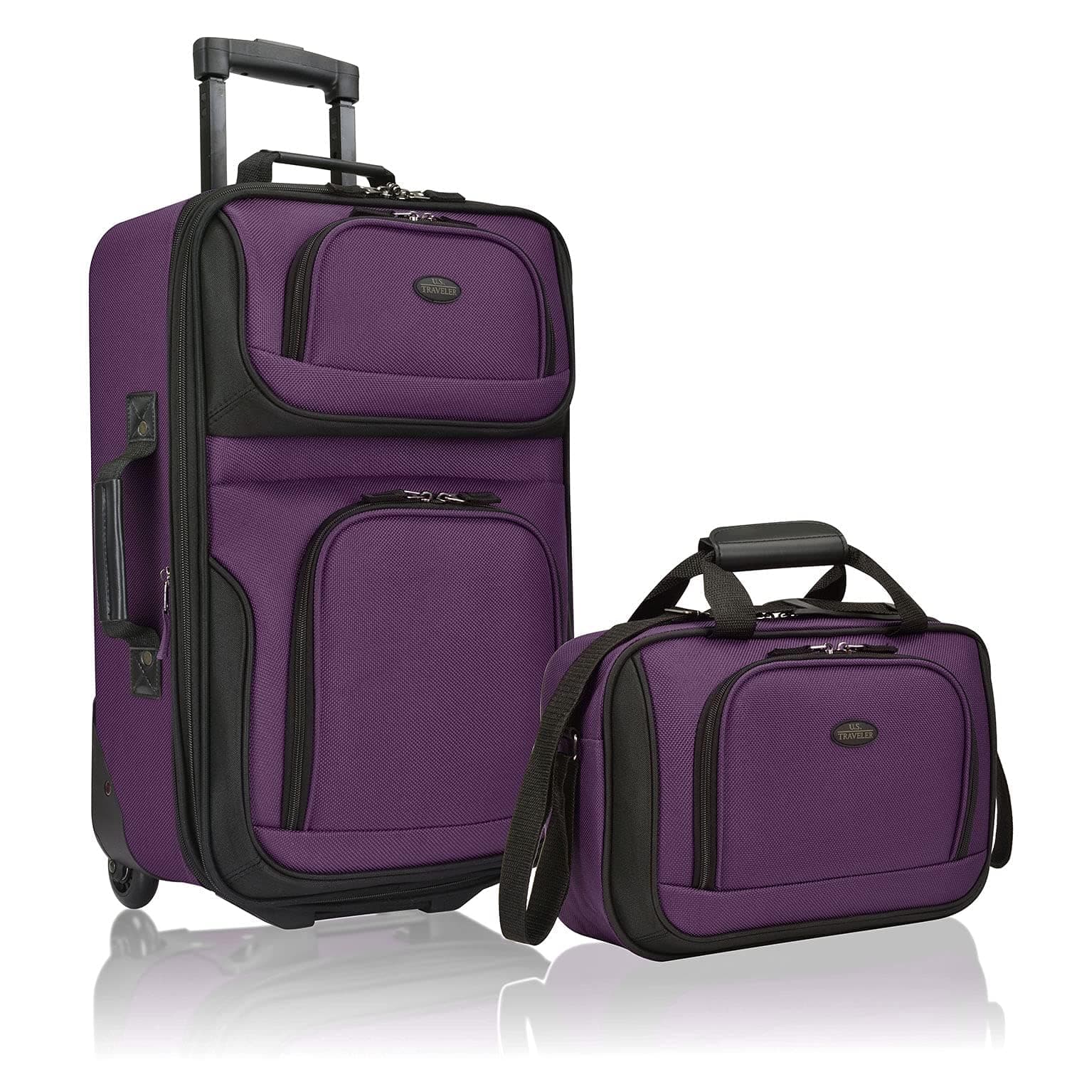 Rio Lightweight Softside Rolling Carry-on Suitcase, 2-Wheel Set, Purple