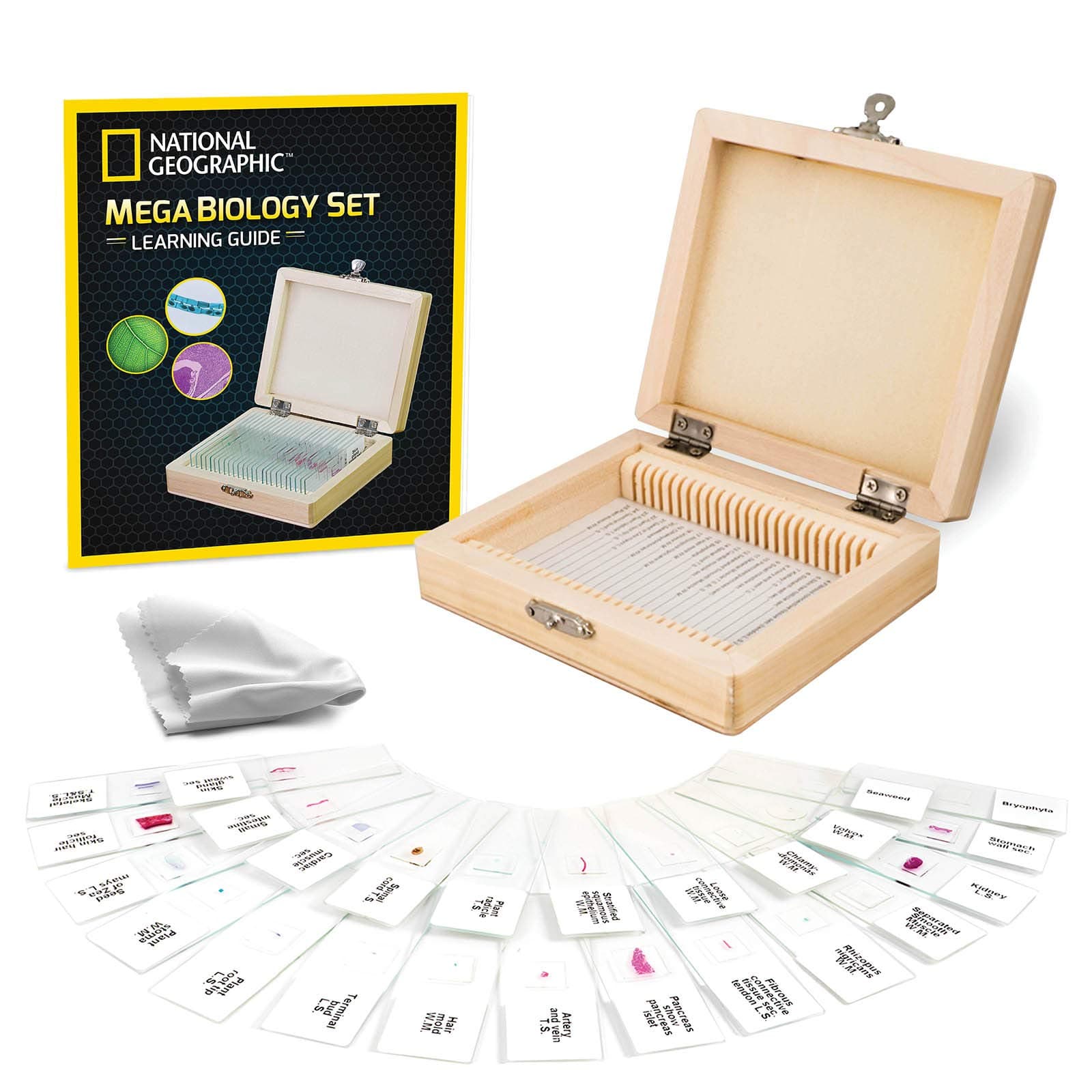 Blue Marble NATIONAL GEOGRAPHIC Mega Biology Set - Professional Grade Specimens, 25 Prepared Microscope Slides, Detailed Learning Guide and Storage Box