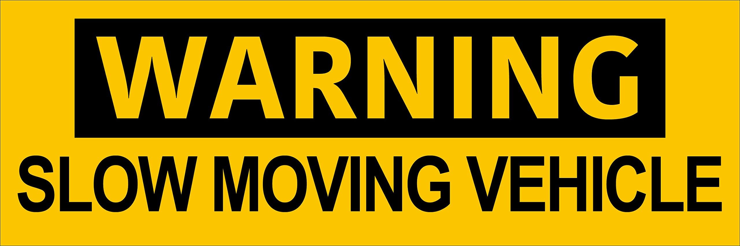 Yellow Warning Slow Moving Vehicle Bumper Sticker (Construction Business Vehicle Decals, Safety Vinyl, Warning Drivers Cars, Semis, Trucks, 18-Wheelers and Vans (3 x 9 inch)