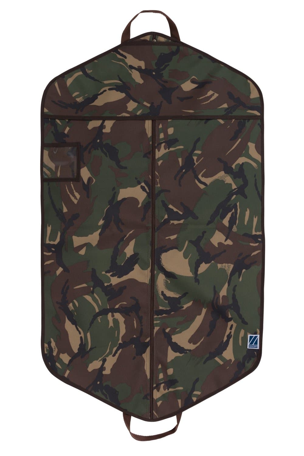 Concept Covers 42"(106cm) Stylish Foldable Suit Carrier Travel Bag Cover- Camouflage - Inc Full Length Zip, 25mm Carry Handles, Hanger Opening, Accessory & Transparent Window Pockets – Made in Britain