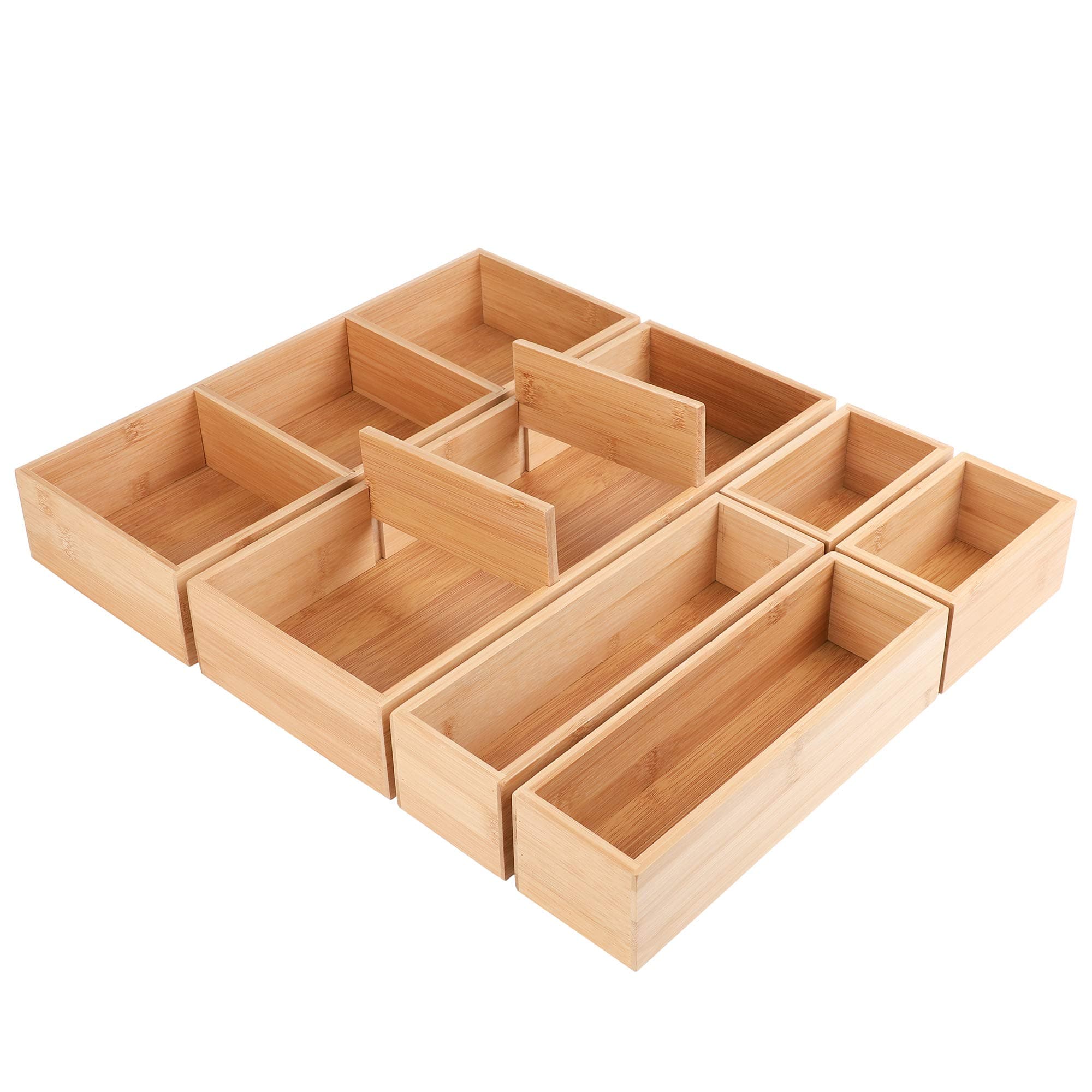 6 Pcs Bamboo Drawer Organizer