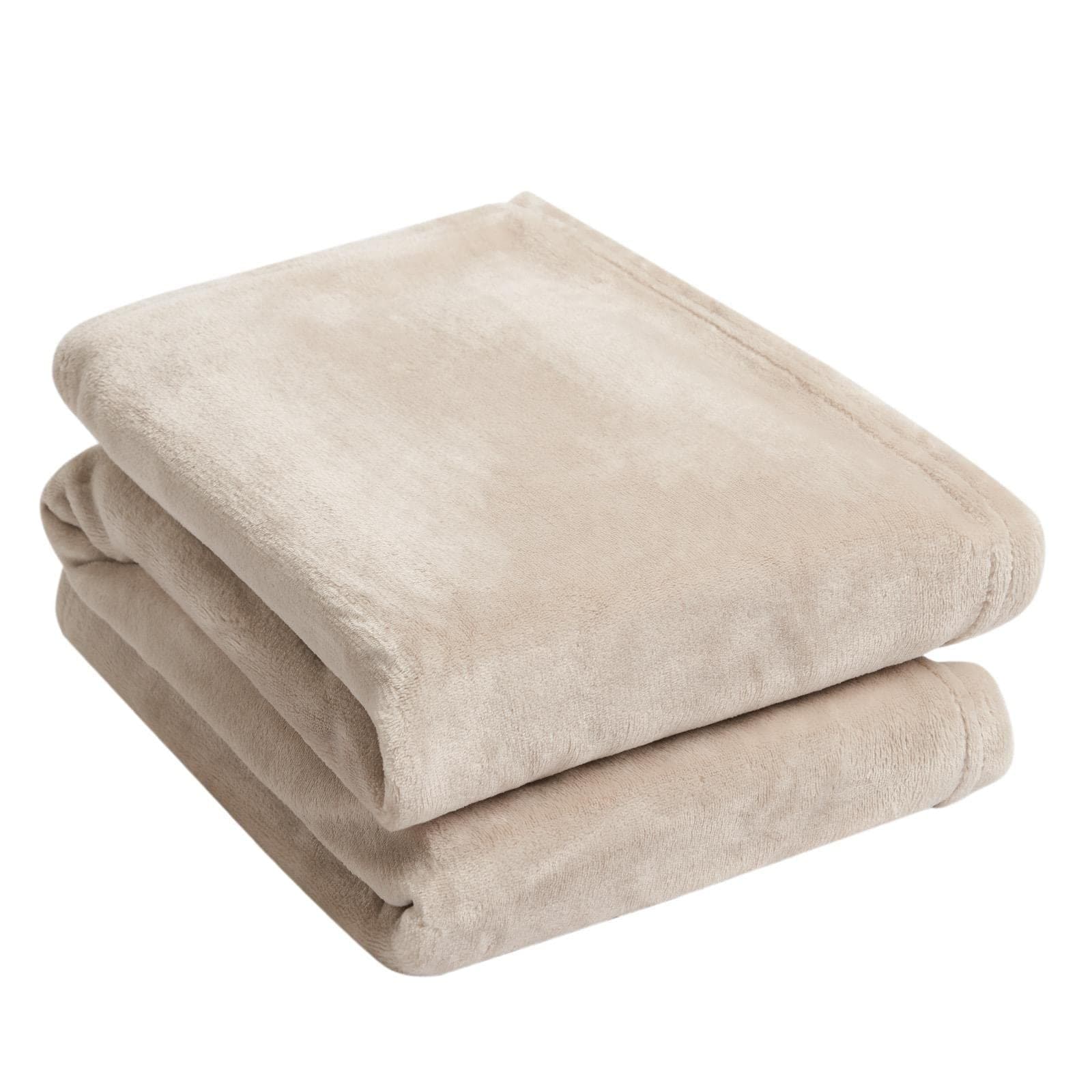 Brentfords Throws for Sofas Mink Cream Blanket, Super Soft Warm Flannel Fleece Blanket for Bed Settee Lightweight Fluffy Single Bed Throw, 120 x 150cm